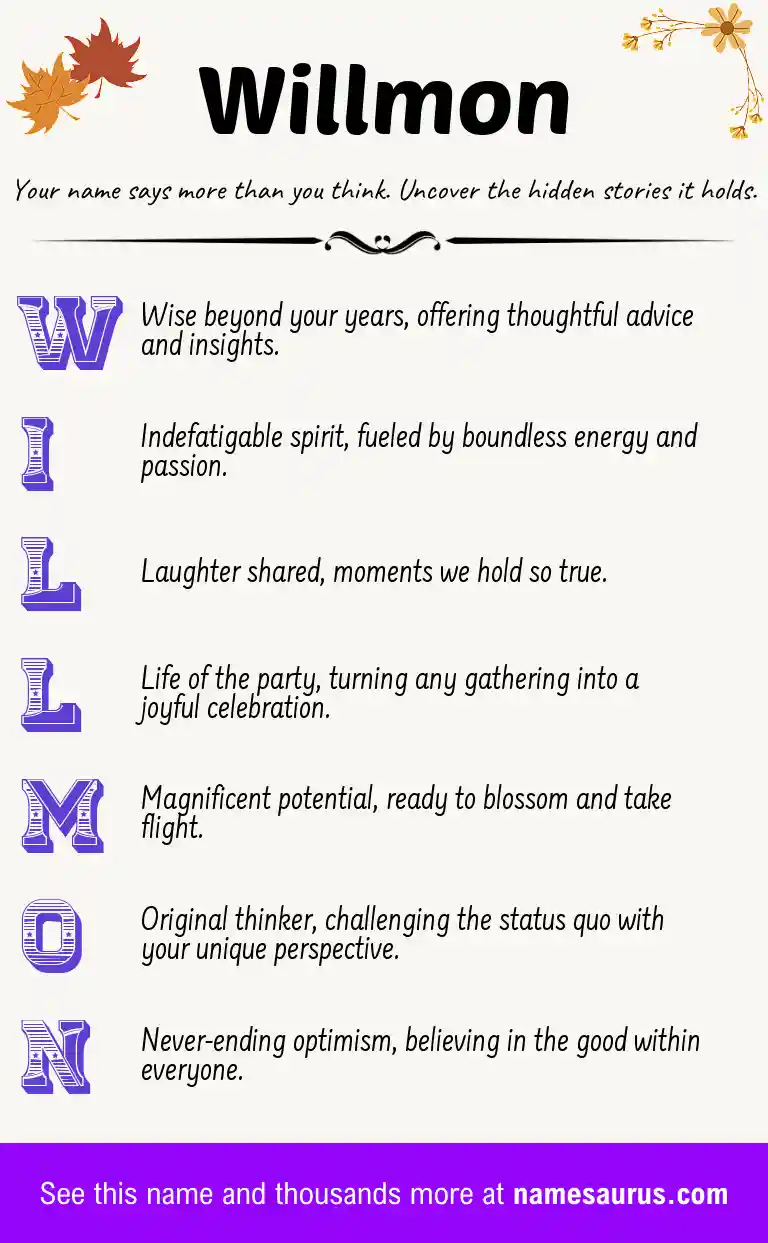 Acrostic poem about Willmon.