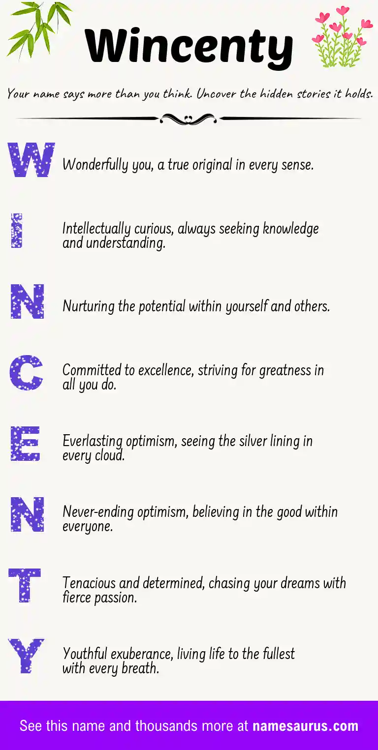 Acrostic poem about Wincenty.