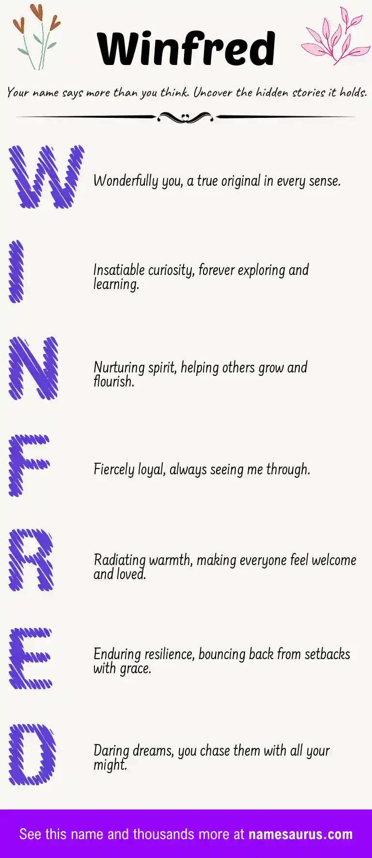 Acrostic poem about Winfred.