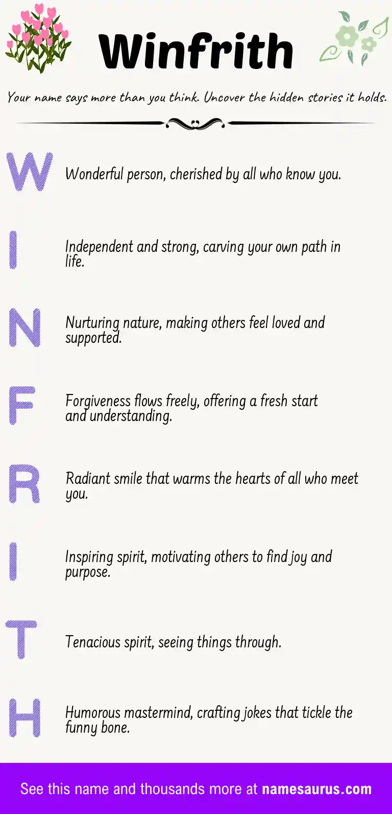 Acrostic poem about Winfrith.