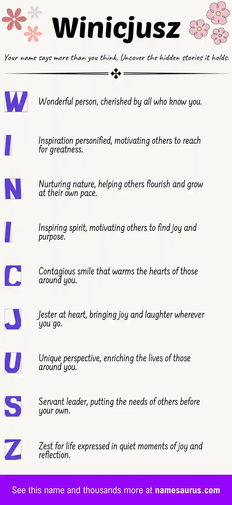 Acrostic poem about Winicjusz.