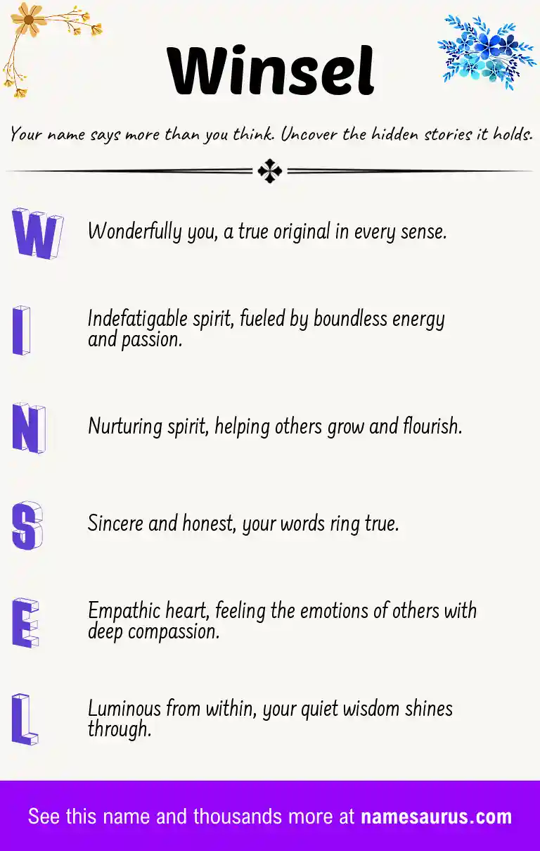 Acrostic poem about Winsel.