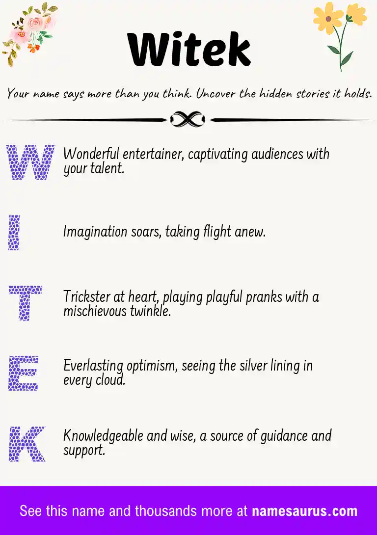 Acrostic poem about Witek.