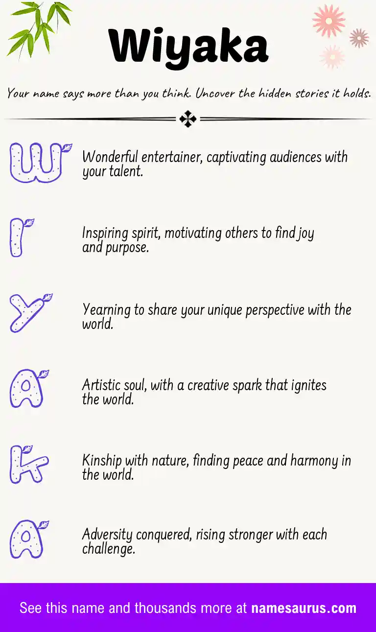 Acrostic poem about Wiyaka.