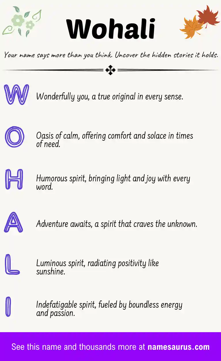 Acrostic poem about Wohali.