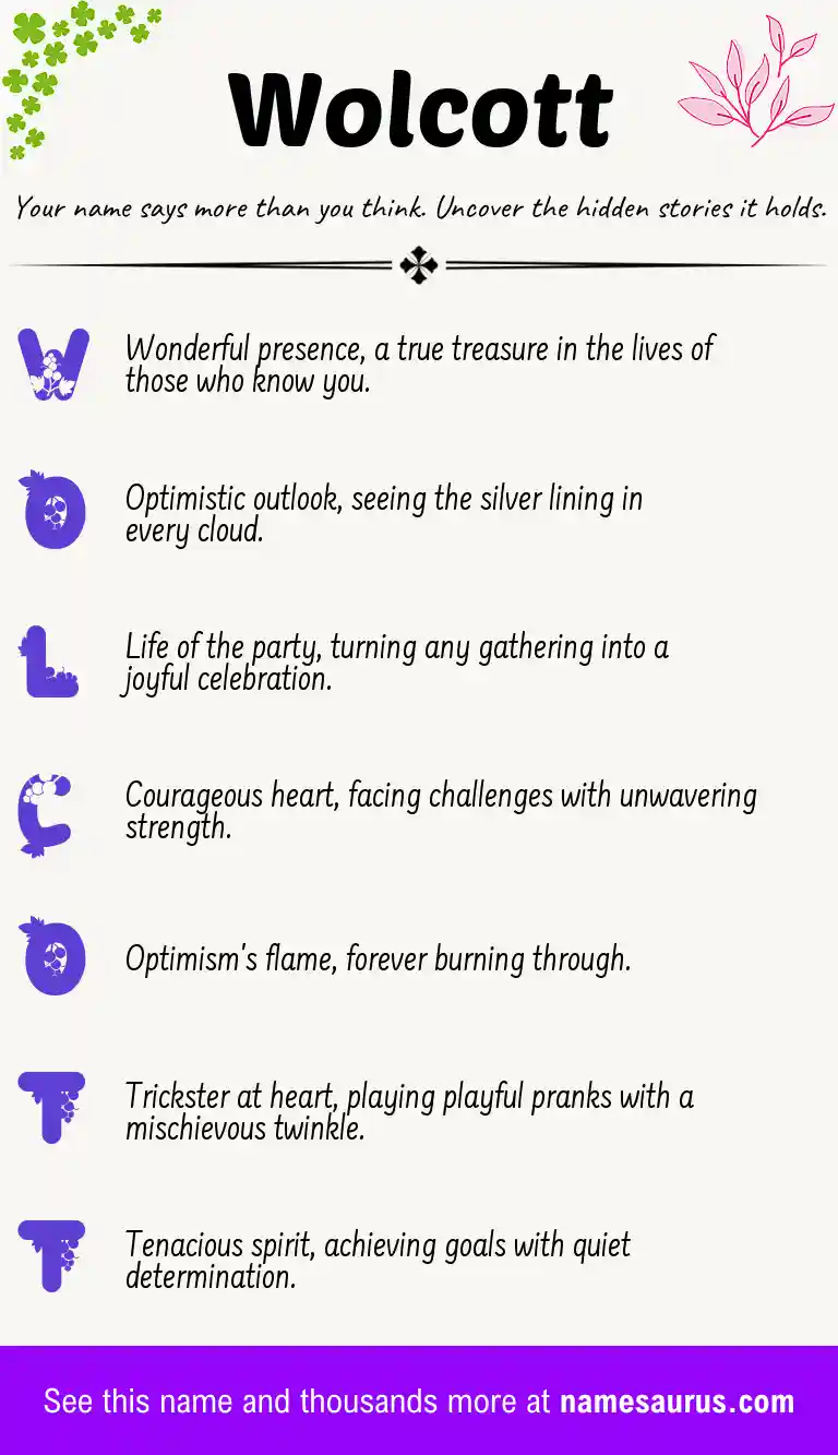 Acrostic poem about Wolcott.