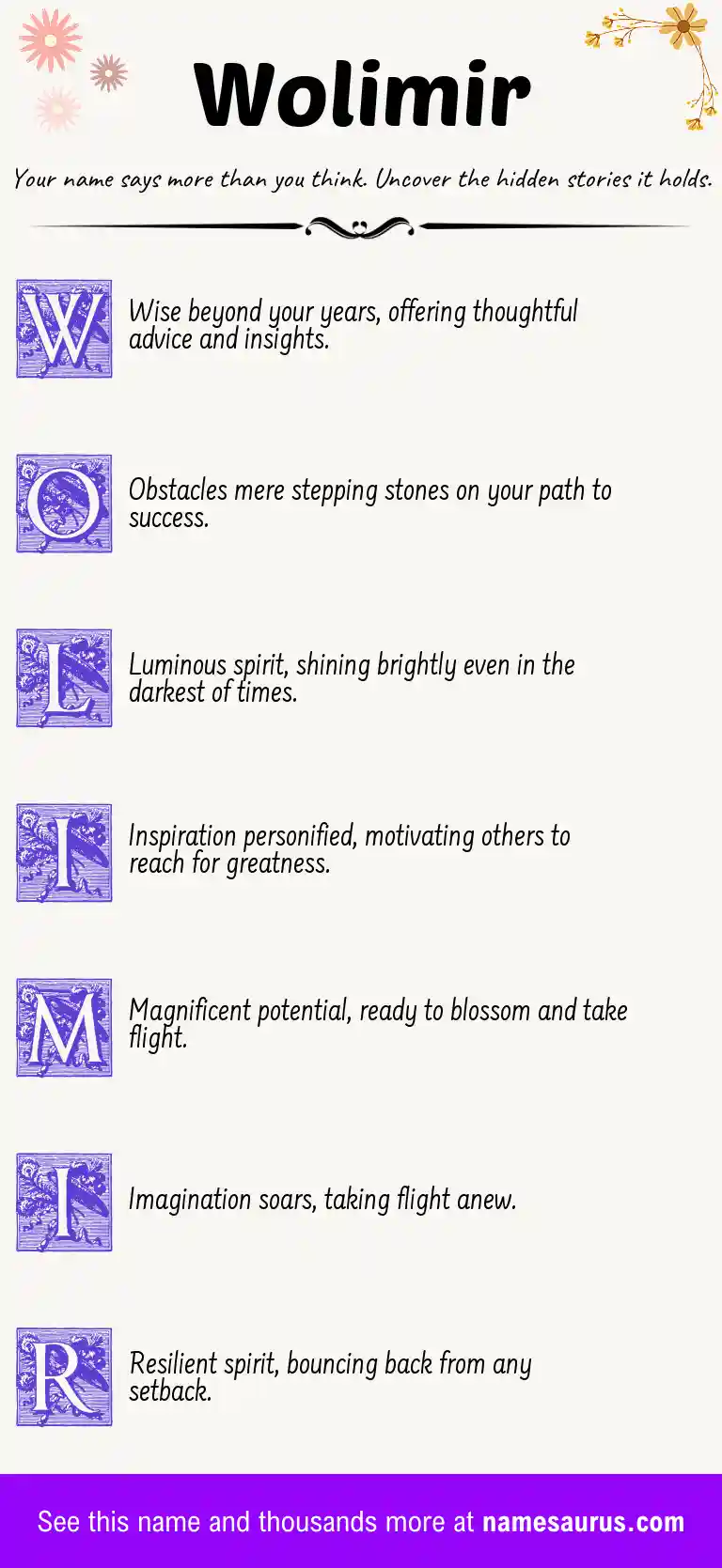 Acrostic poem about Wolimir.