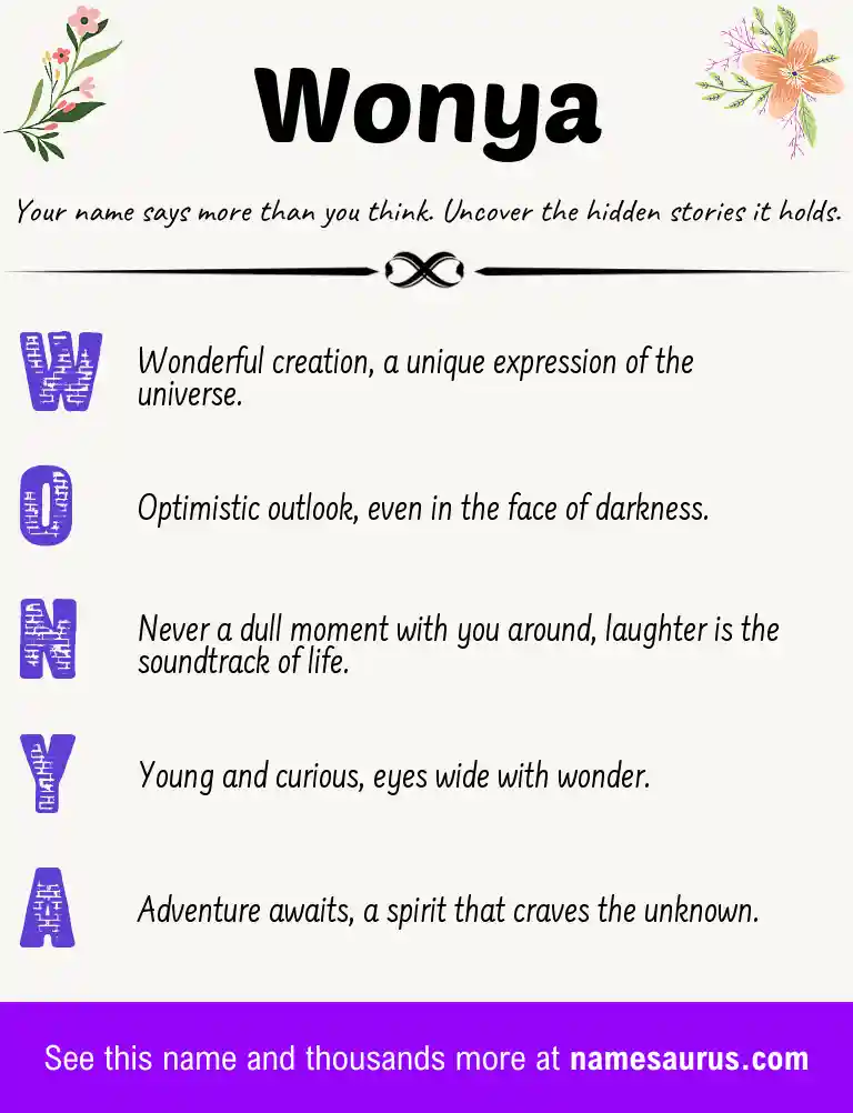 Acrostic poem about Wonya.
