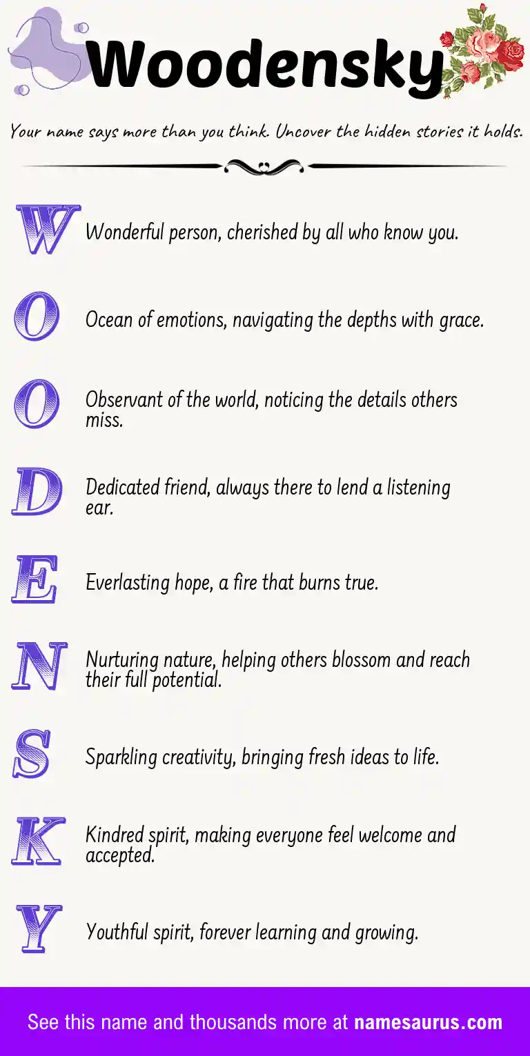 Acrostic poem about Woodensky.
