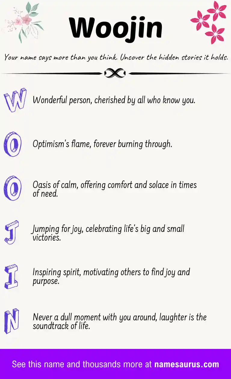 Acrostic poem about Woojin.