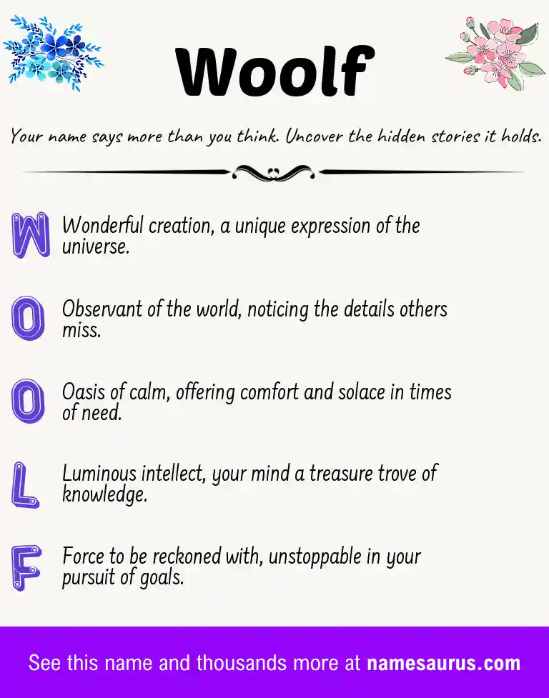 Acrostic poem about Woolf.