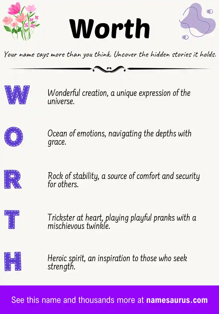 Acrostic poem about Worth.