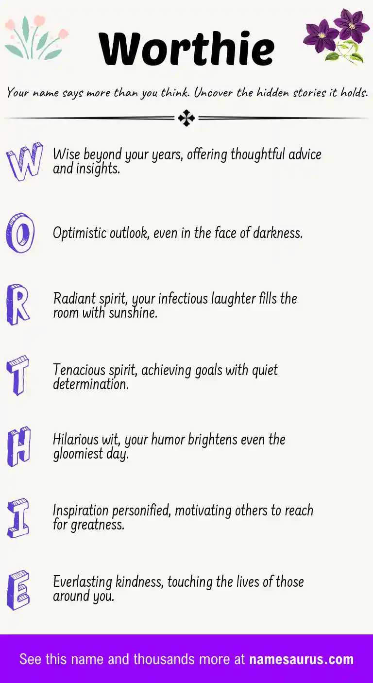 Acrostic poem about Worthie.