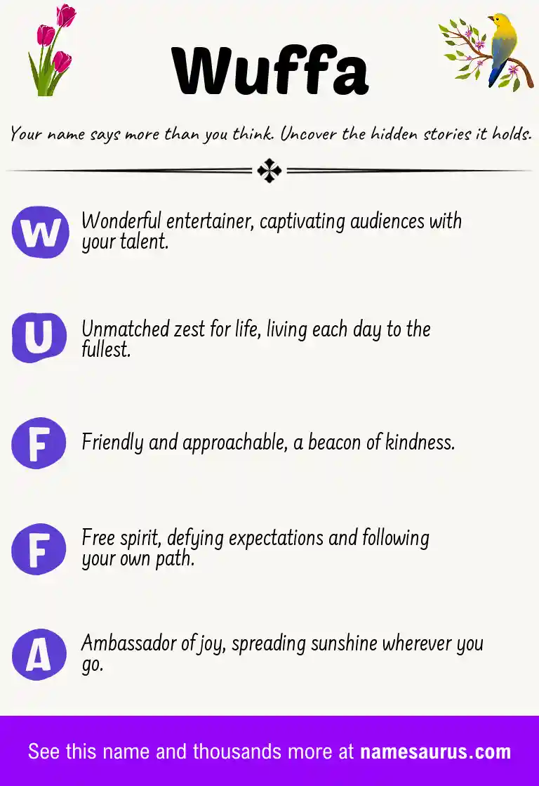 Acrostic poem about Wuffa.
