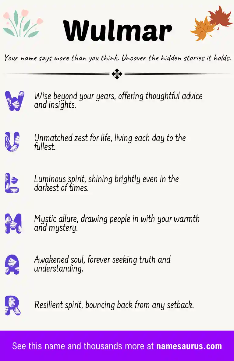 Acrostic poem about Wulmar.
