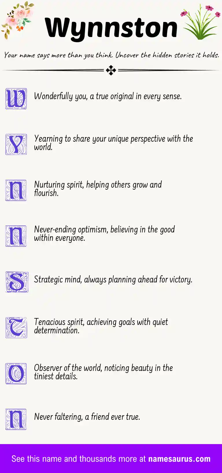 Acrostic poem about Wynnston.
