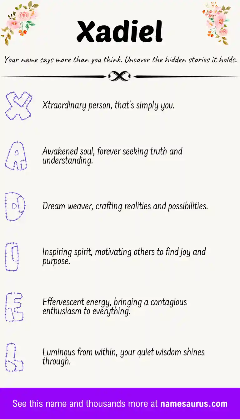 Acrostic poem about Xadiel.