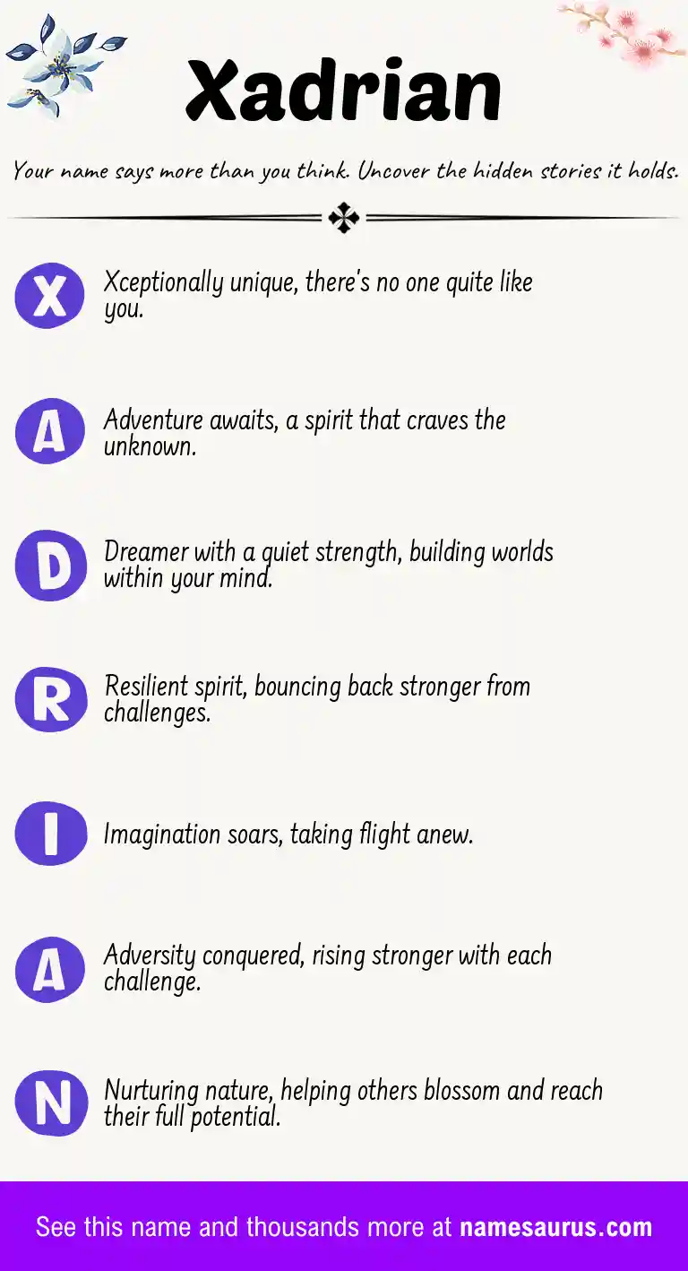 Acrostic poem about Xadrian.