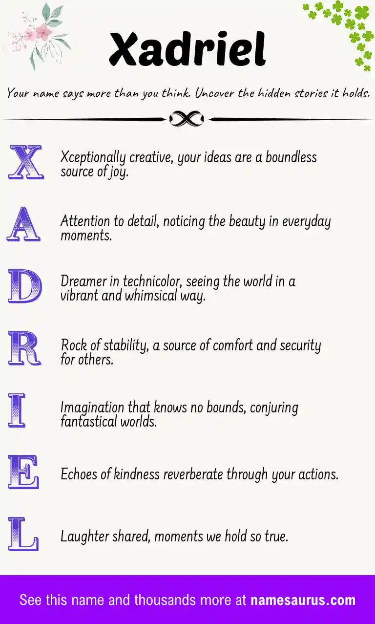 Acrostic poem about Xadriel.