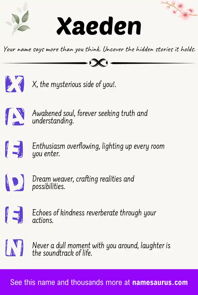 Acrostic poem about Xaeden.