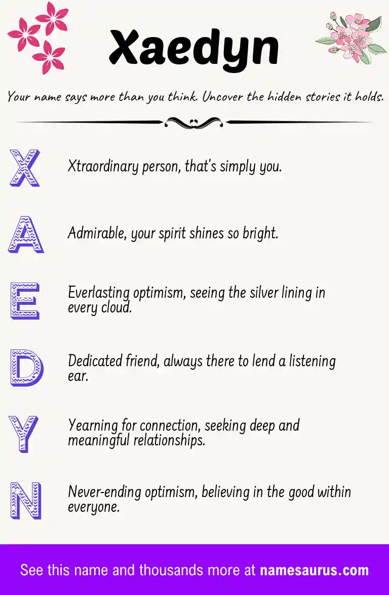 Acrostic poem about Xaedyn.