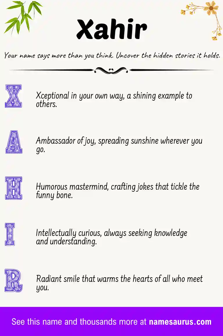 Acrostic poem about Xahir.