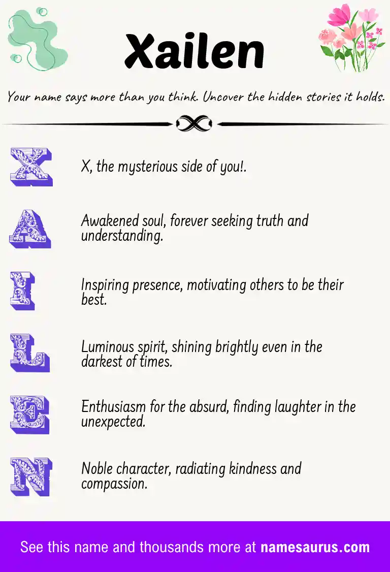 Acrostic poem about Xailen.