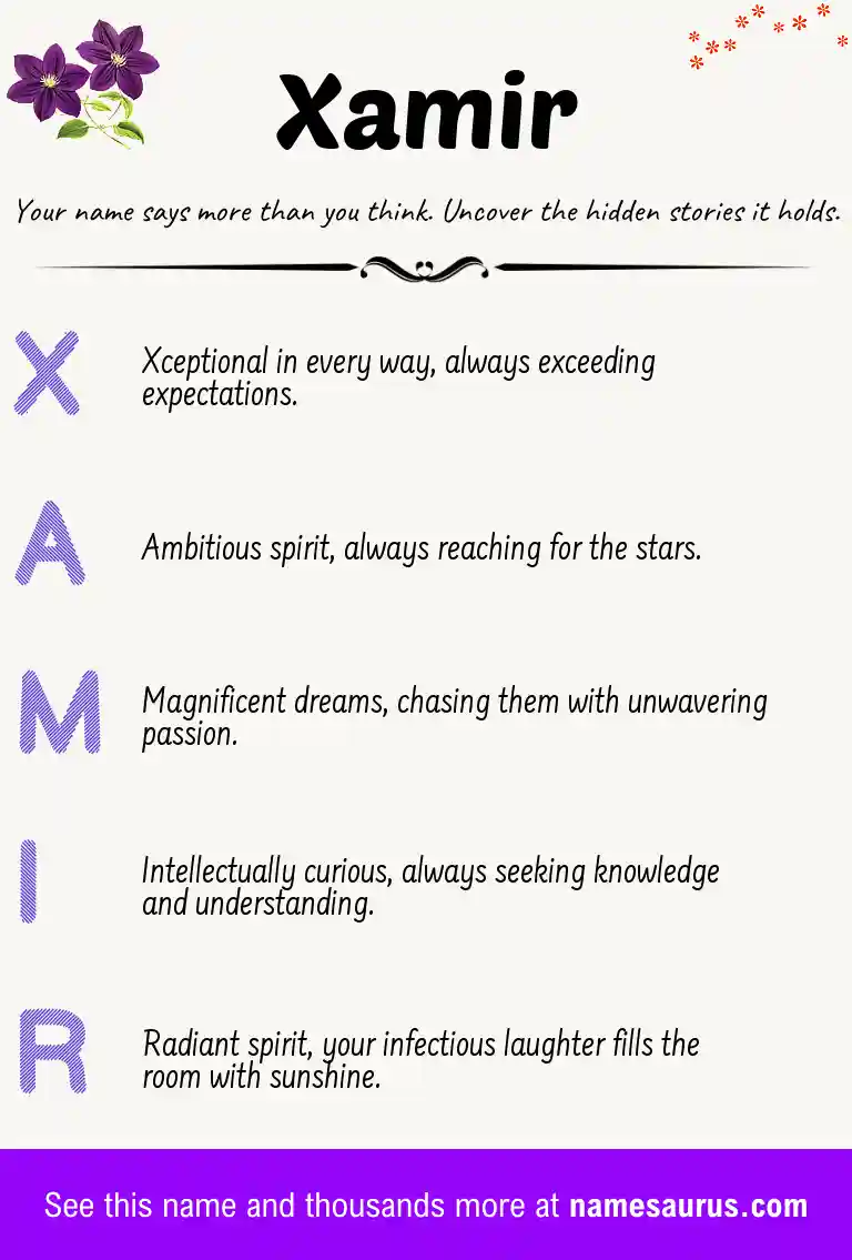 Acrostic poem about Xamir.