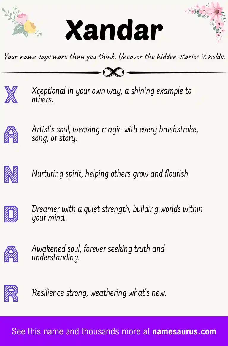 Acrostic poem about Xandar.