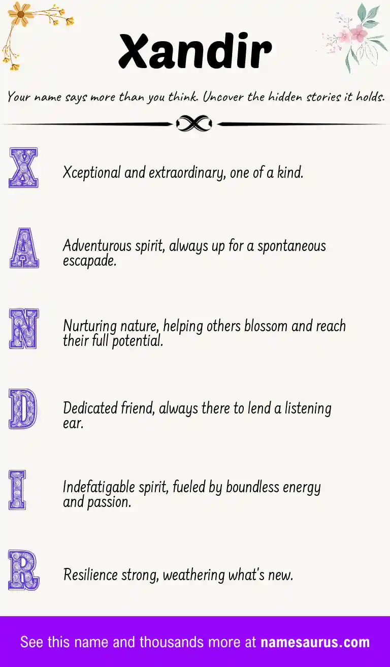 Acrostic poem about Xandir.