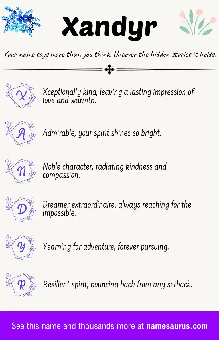 Acrostic poem about Xandyr.