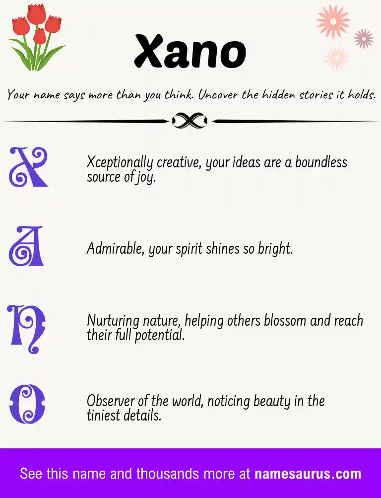 Acrostic poem about Xano.