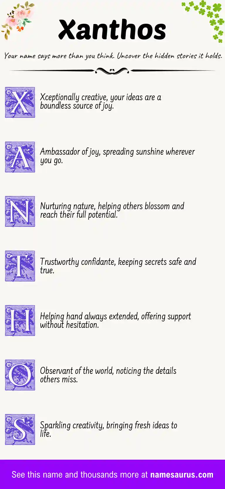 Acrostic poem about Xanthos.
