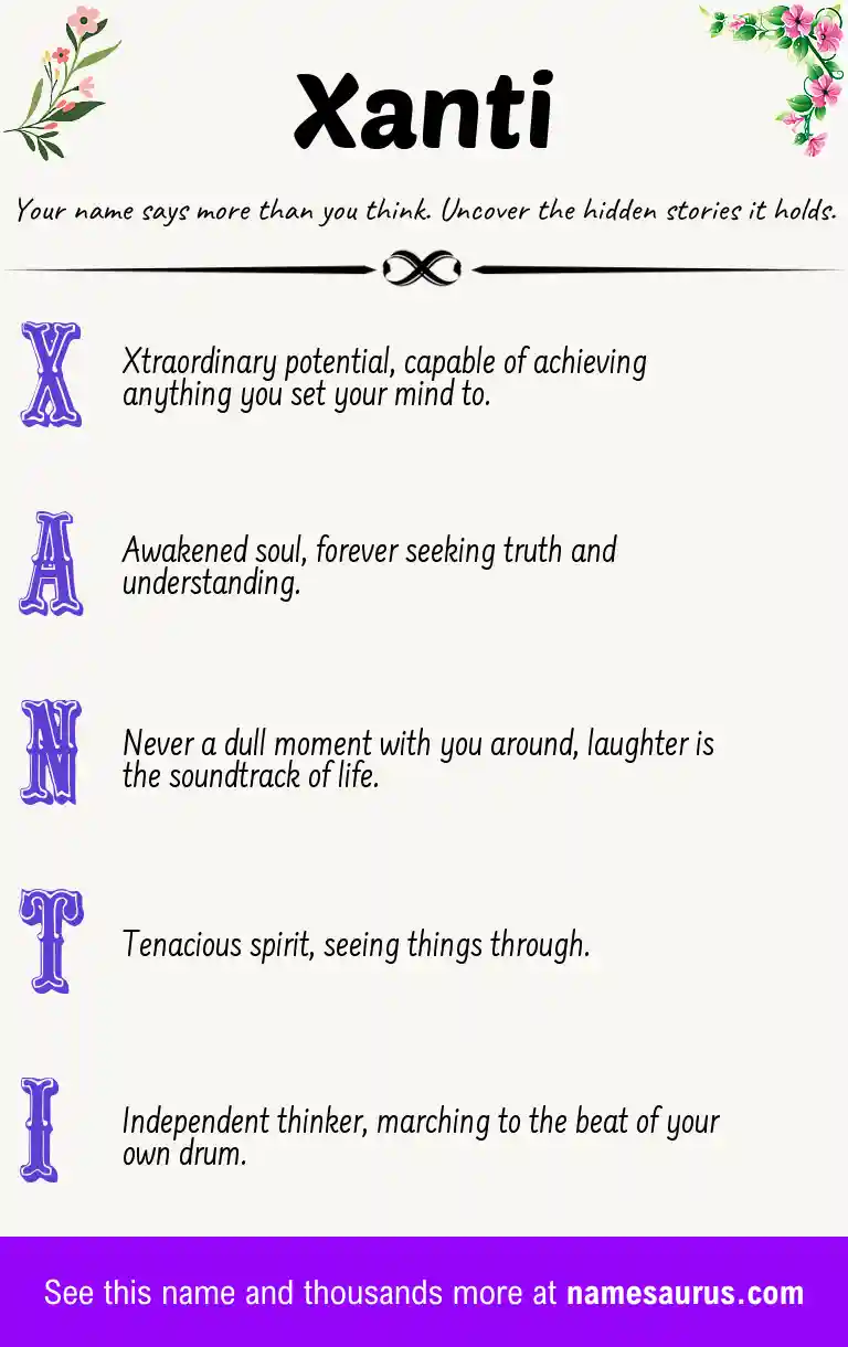 Acrostic poem about Xanti.