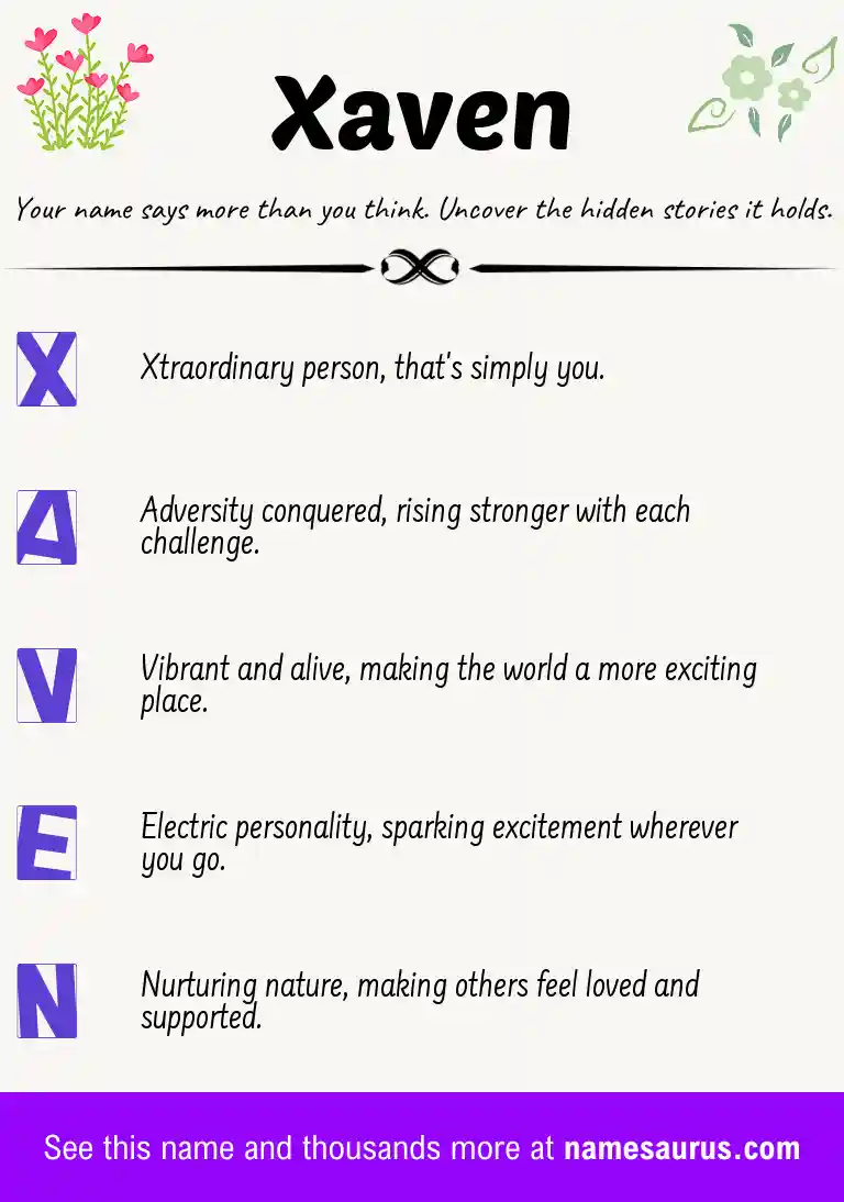 Acrostic poem about Xaven.