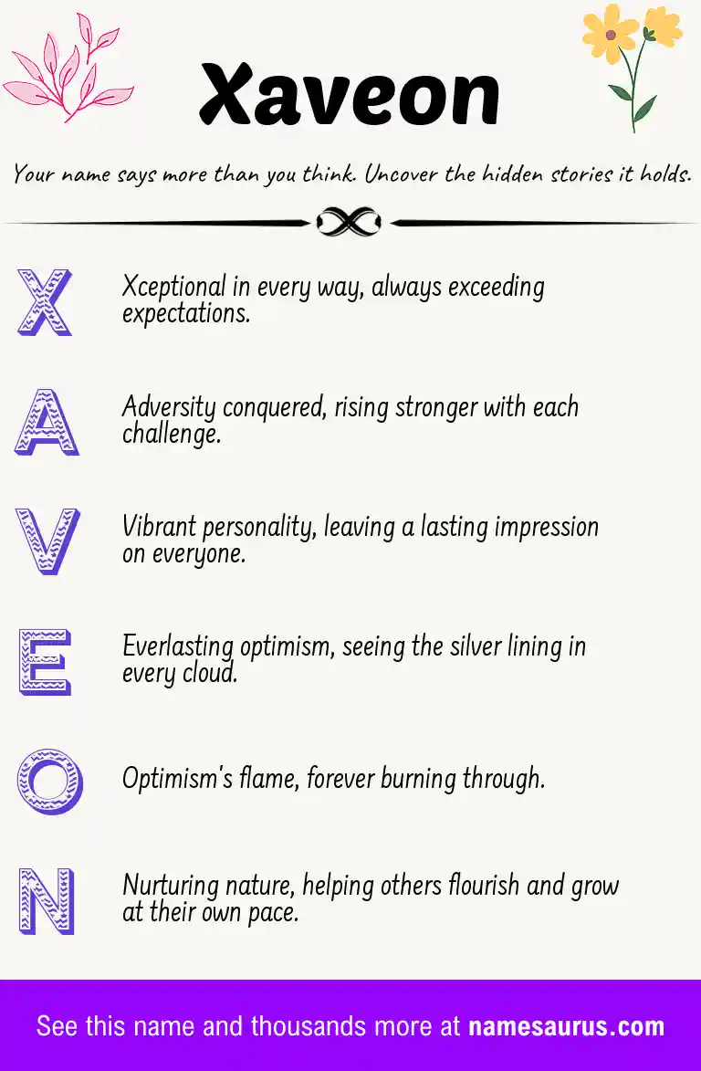 Acrostic poem about Xaveon.