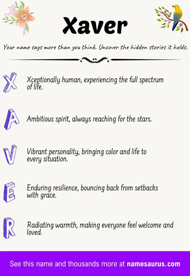 Acrostic poem about Xaver.