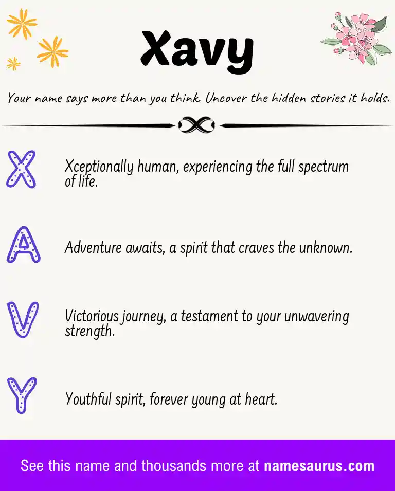 Acrostic poem about Xavy.