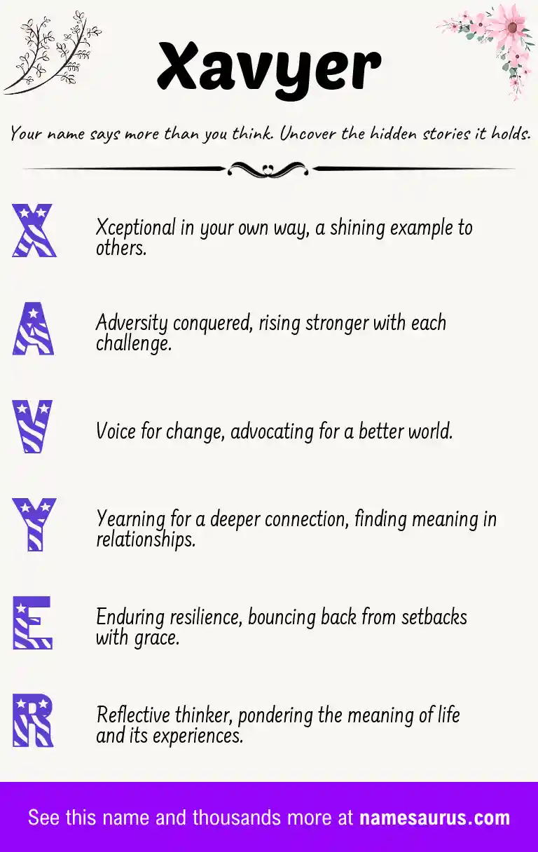 Acrostic poem about Xavyer.