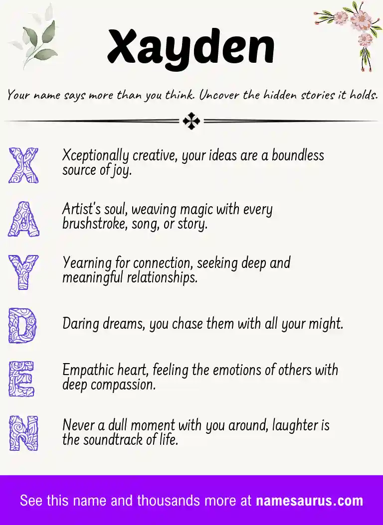 Acrostic poem about Xayden.