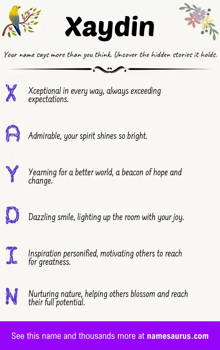 Acrostic poem about Xaydin.