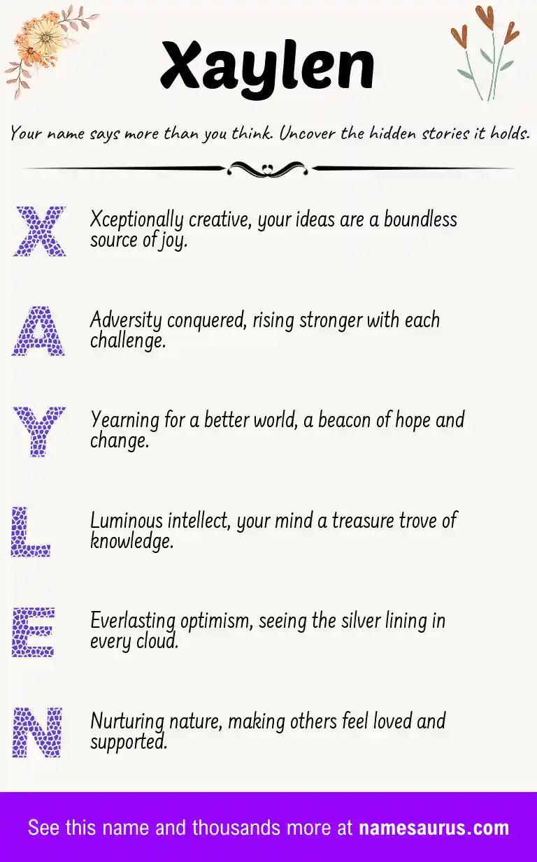 Acrostic poem about Xaylen.