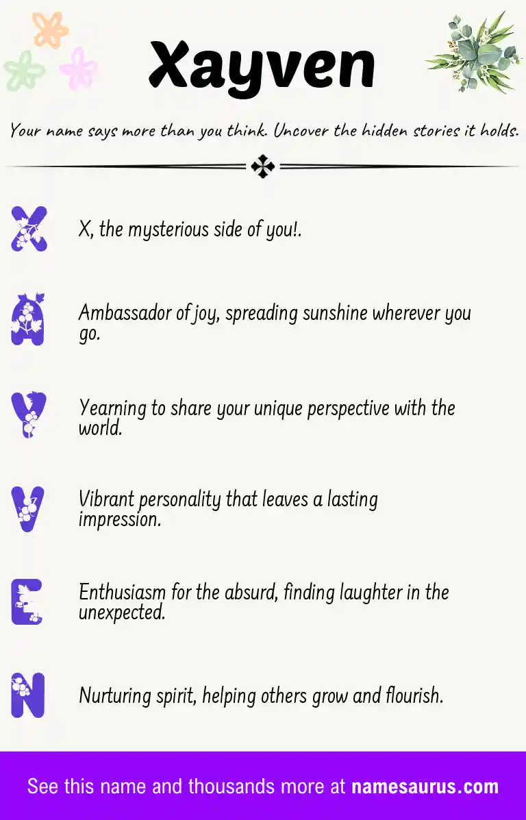 Acrostic poem about Xayven.