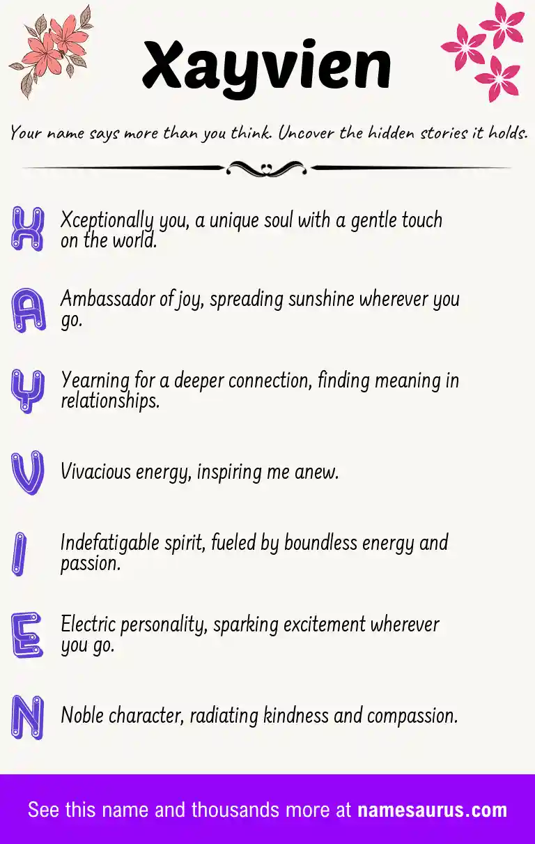 Acrostic poem about Xayvien.