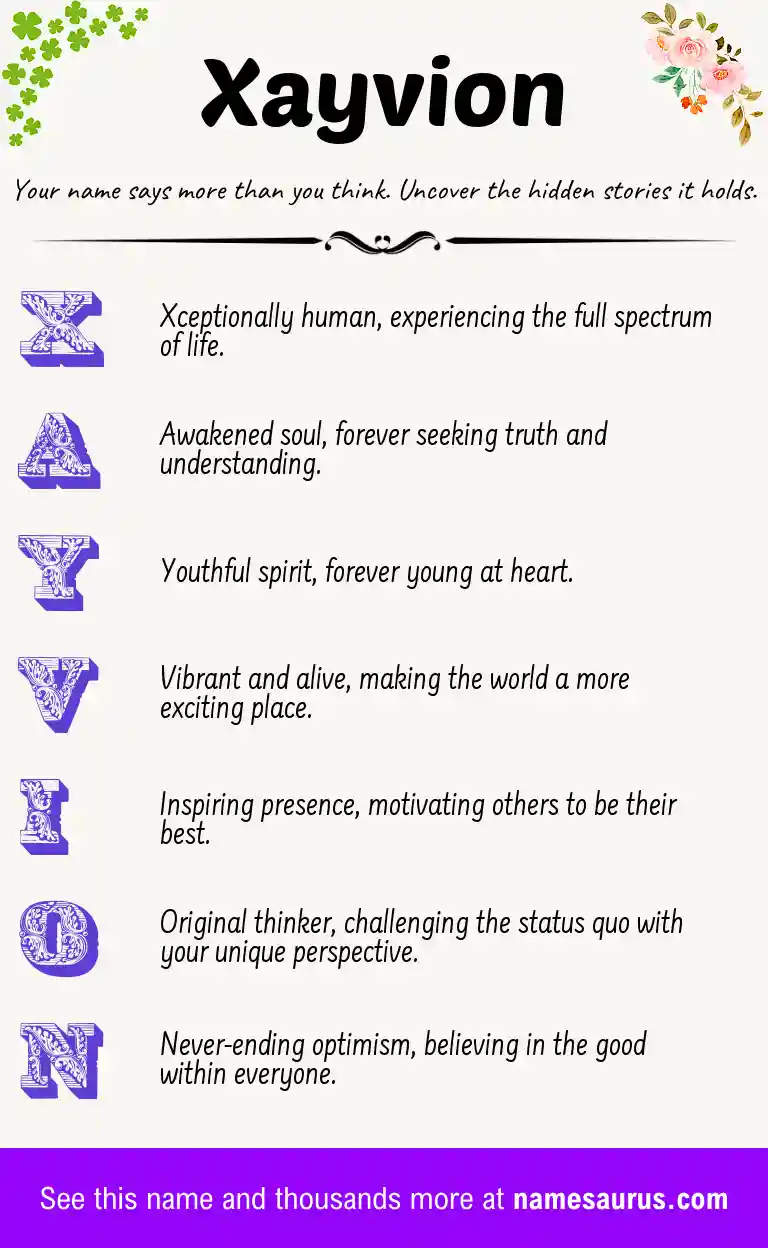 Acrostic poem about Xayvion.