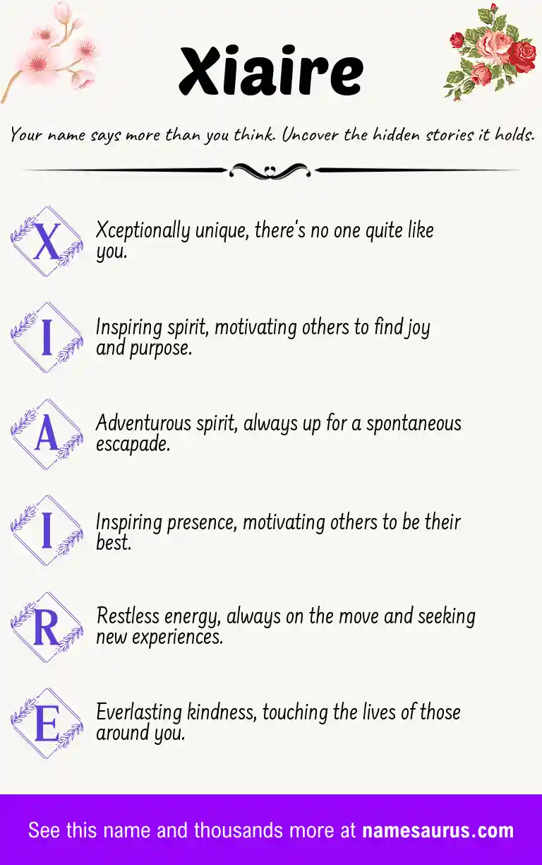 Acrostic poem about Xiaire.