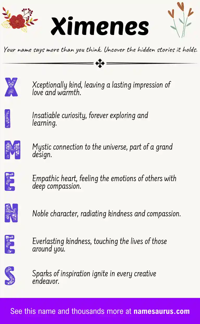 Acrostic poem about Ximenes.