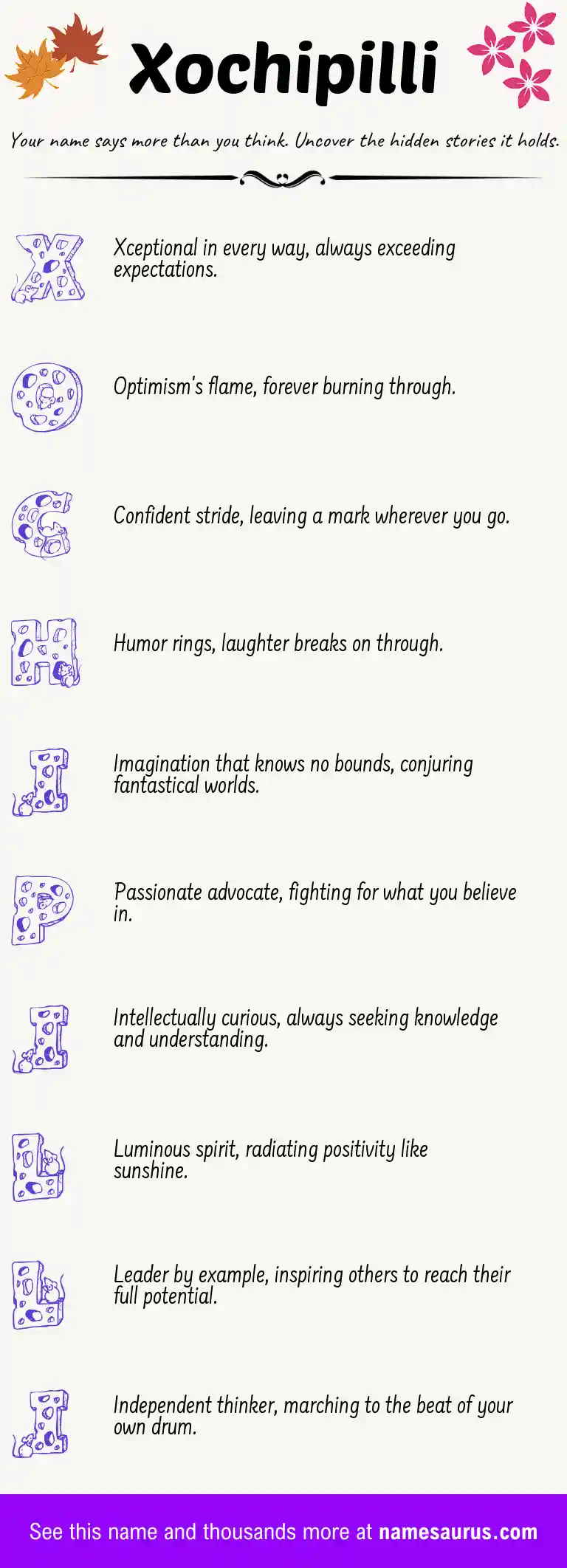 Acrostic poem about Xochipilli.