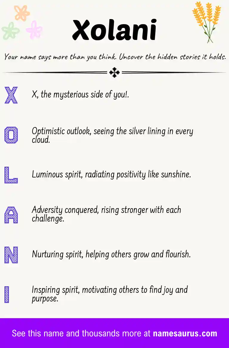 Acrostic poem about Xolani.