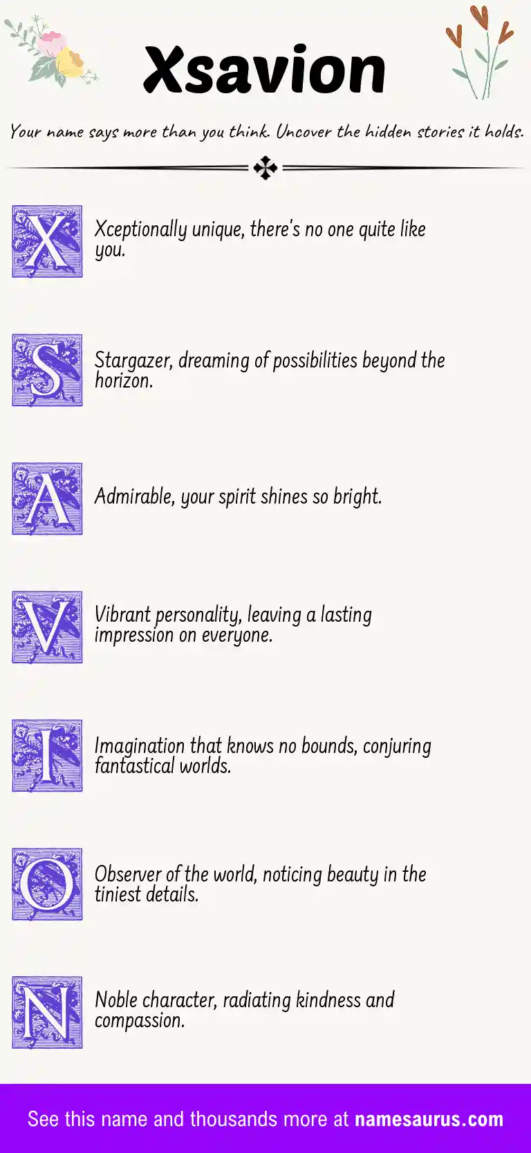 Acrostic poem about Xsavion.